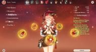 A low-level example of a 4-piece Crimson Witch of Flames set on her (Image via Genshin Impact)